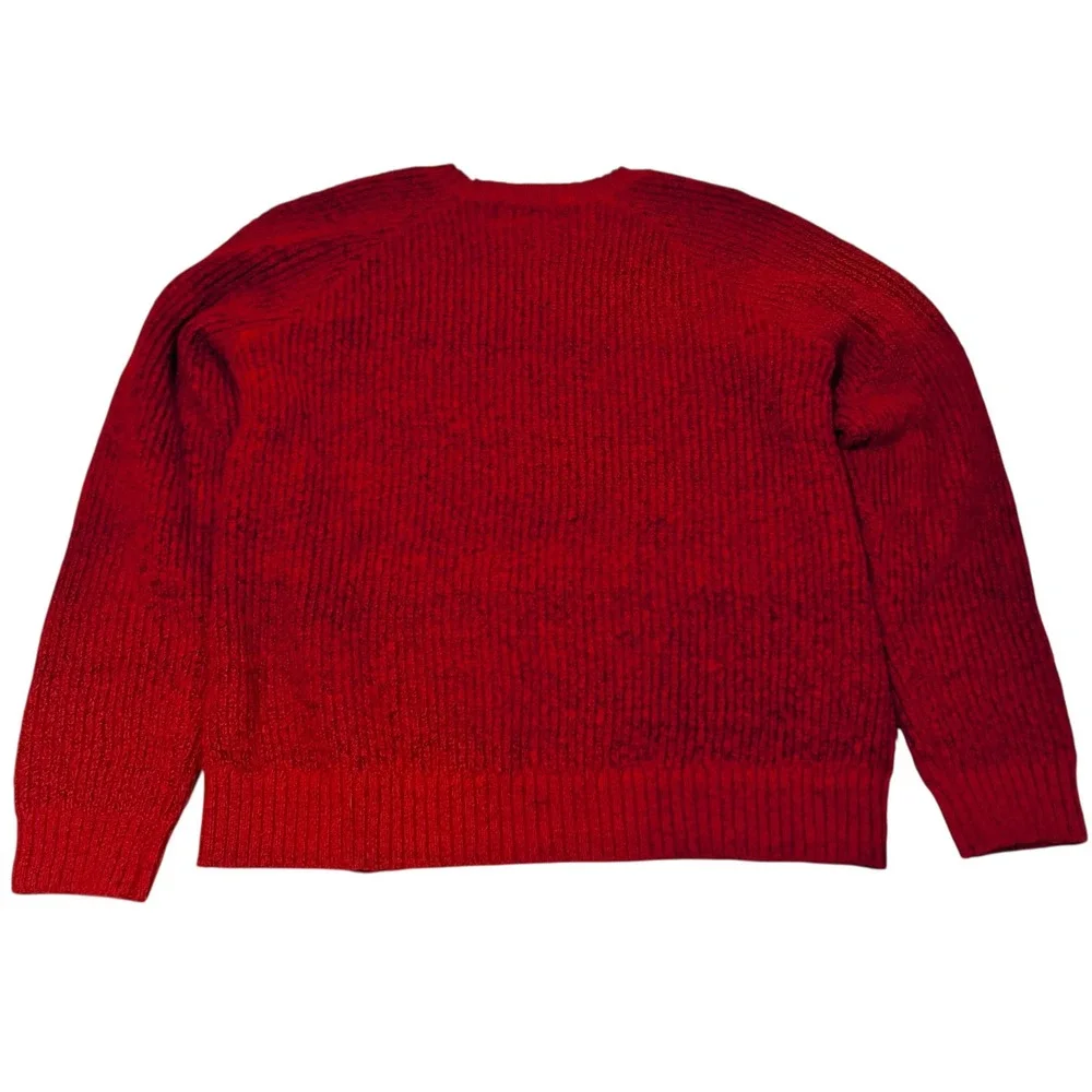 Old Navy Red Black Speckled Flecked‎ Knit Christmas Sweater Medium Tall